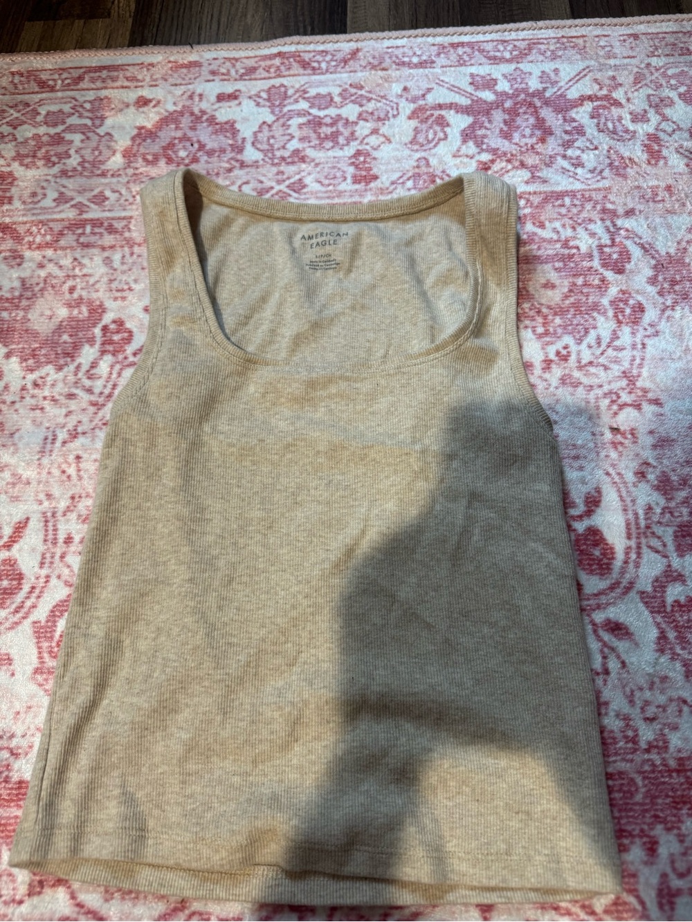 American Eagle Outfitters Tan Ribbed Scoop Neck Tank